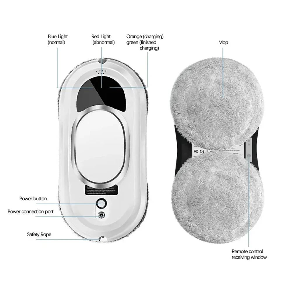 Electric Window Cleaning Robot 5600Pa Automatic & Remot Control Limpiacristales Vacuum Glass Washing Robot for Home Appliances