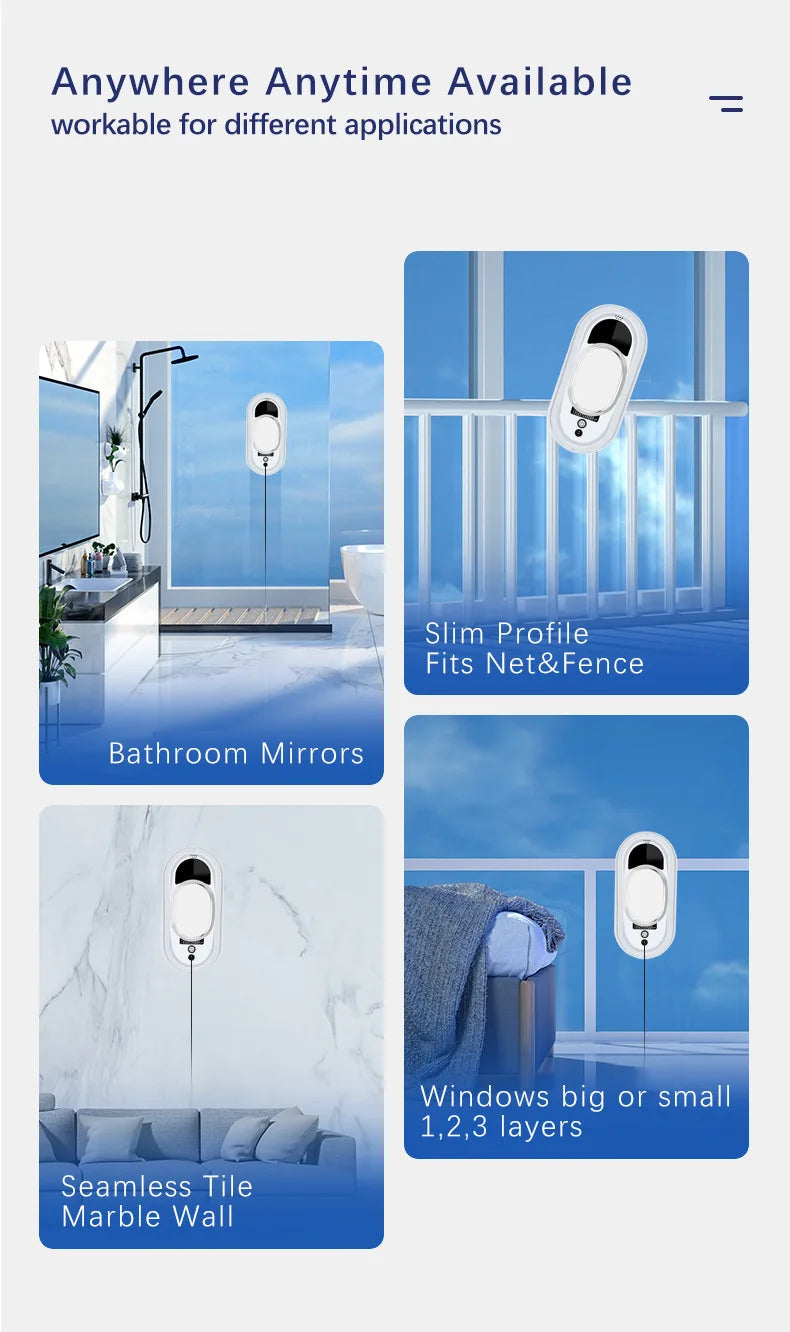 Electric Window Cleaning Robot 5600Pa Automatic & Remot Control Limpiacristales Vacuum Glass Washing Robot for Home Appliances
