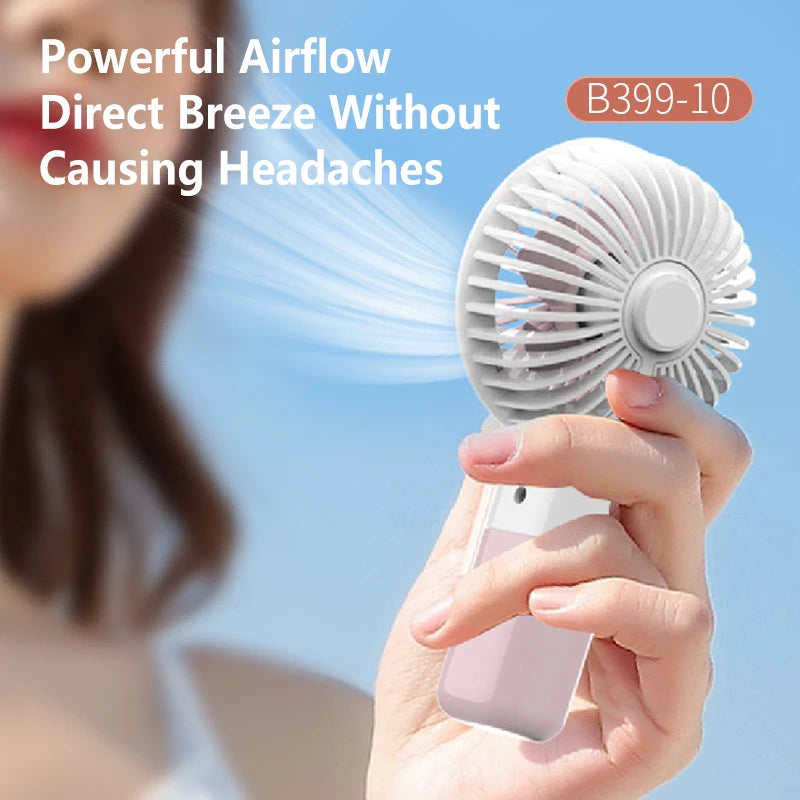 Portable silent charging fan with a phone holder, suitable for carrying or using on a desktop.